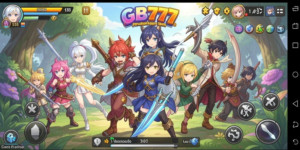 Tampilan gameplay <strong>GB777</strong> yang epik dalam dunia anime yang menawan.