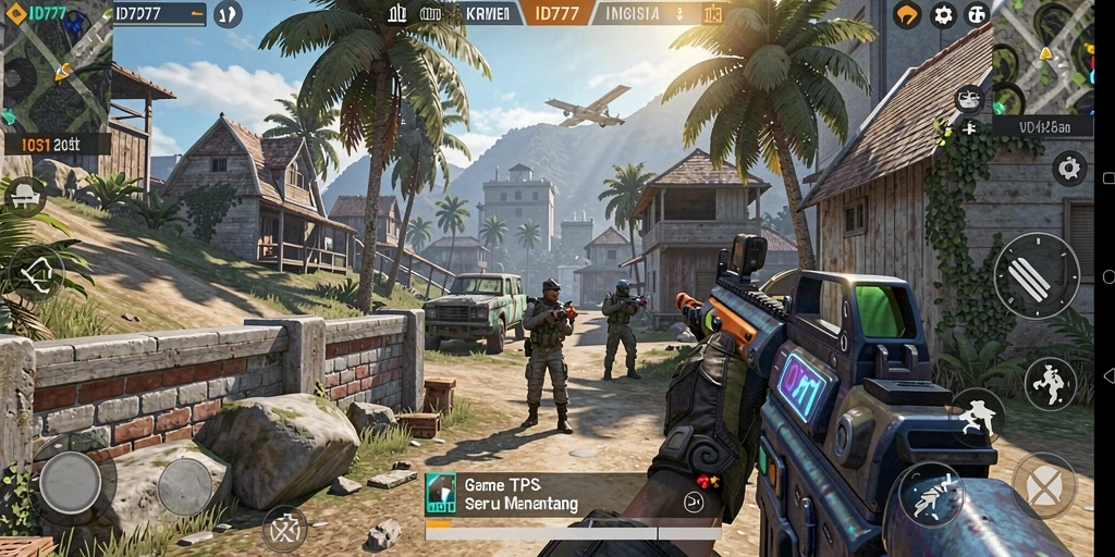Tampilan gameplay seru dari ID777 di arena TPS.