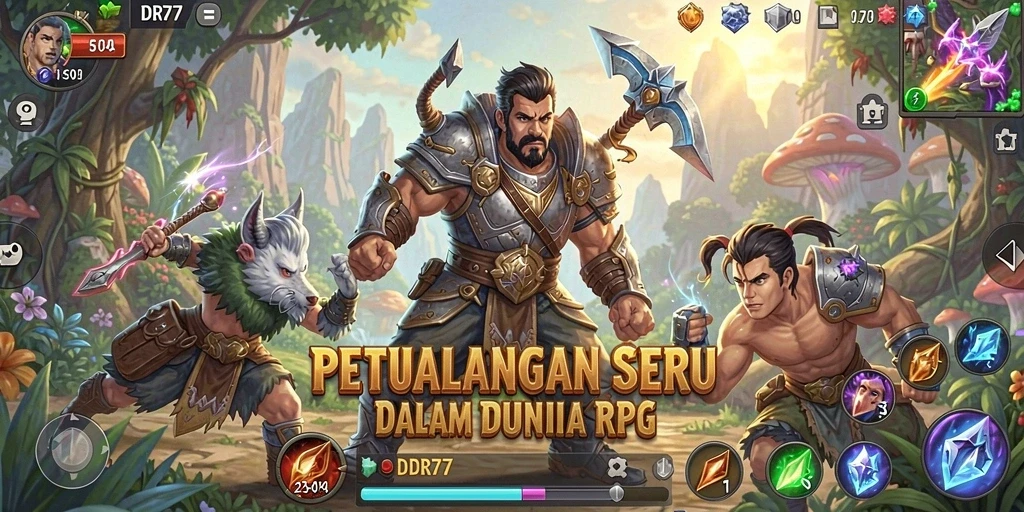 Tangkapan layar gameplay <strong>IDR77</strong> menunjukkan aksi seru dalam pertempuran RPG.