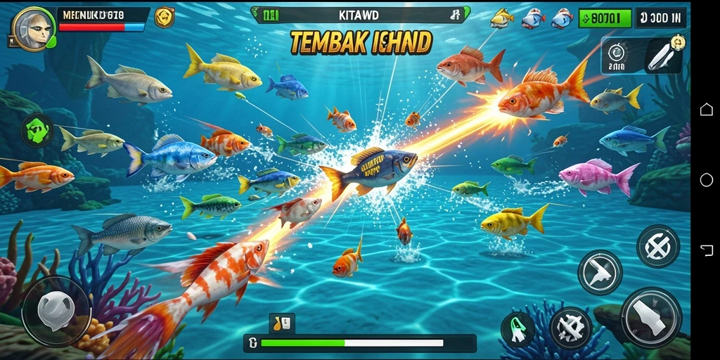 Tampilan screenshot KITAWD menunjukkan aksi menembak ikan yang mendebarkan.
