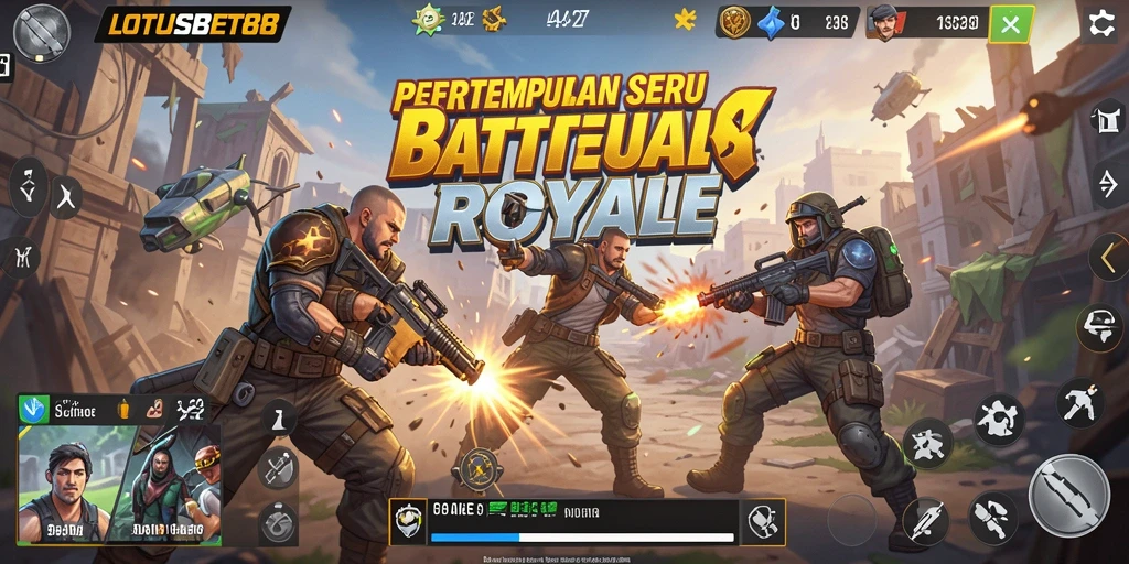 Screenshot LOTUSBET88 menampilkan momen intens saat pertempuran Battle Royale.