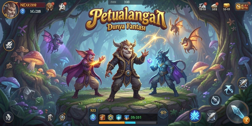 Tangkapan layar gameplay NEX288 menampilkan aksi seru dalam petualangan.