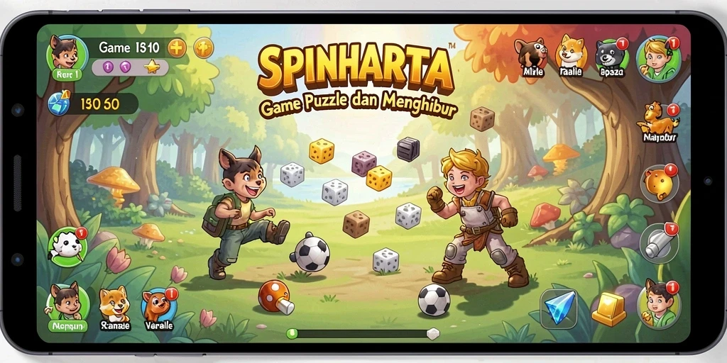 Tampilan gameplay SPINHARTA yang menarik dan penuh tantangan.