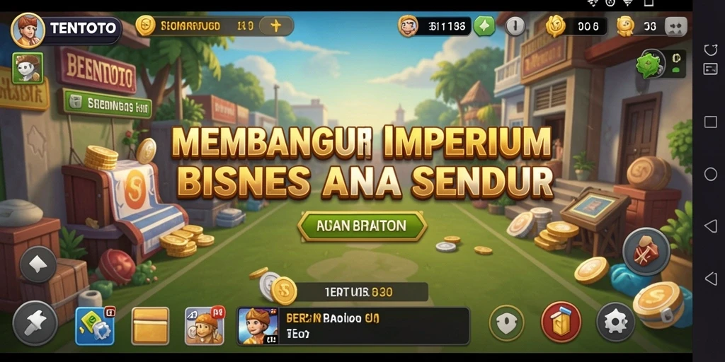Screenshot TENTOTO menampilkan pemain yang sedang membangun toko besar.