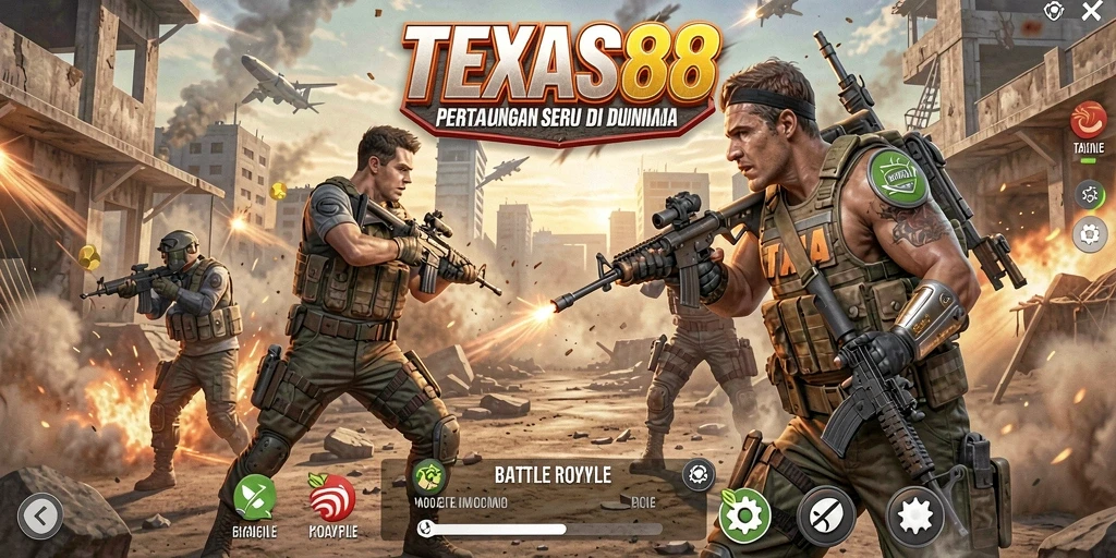 Tampilan seru gameplay TEXAS88 dalam aksi Battle Royale.