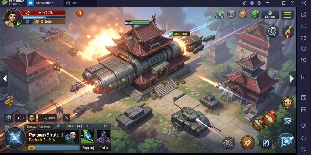 Screenshot menunjukkan aksi seru dalam gameplay strategi YY123.